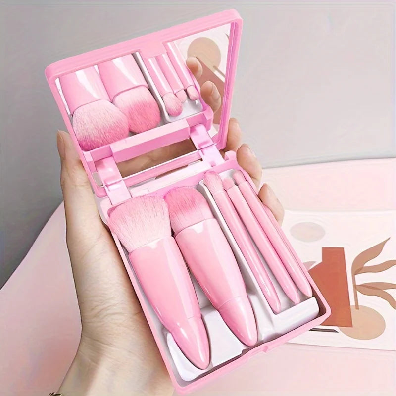 Travel Makeup Brush Set with Mirror