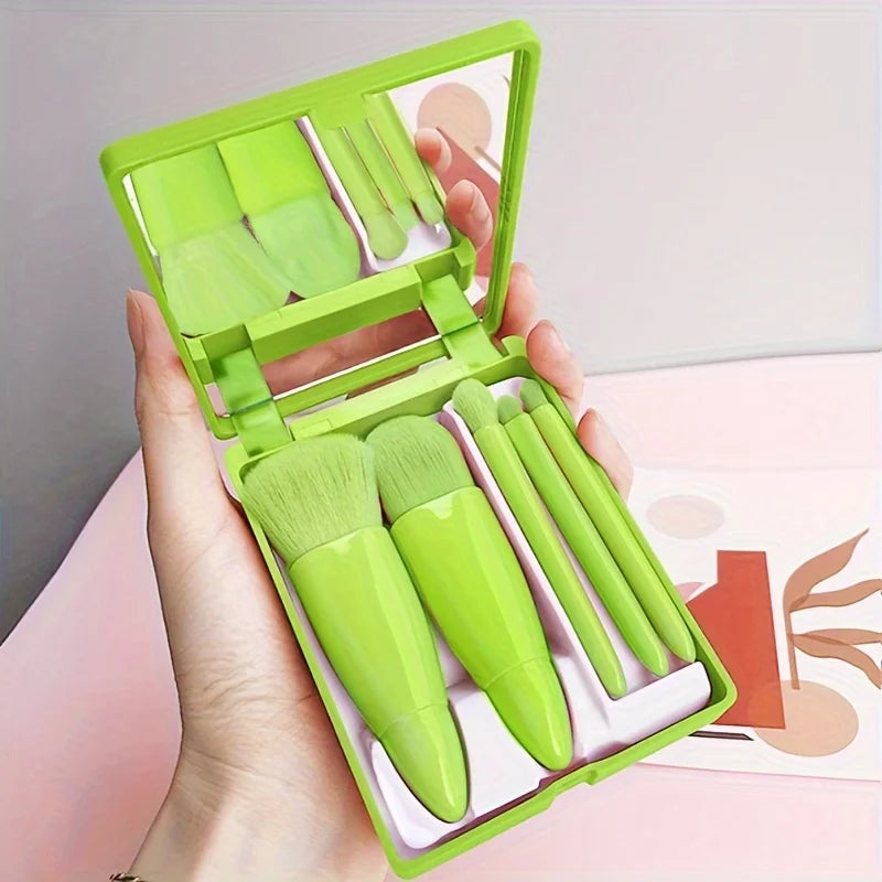 Travel Makeup Brush Set with Mirror