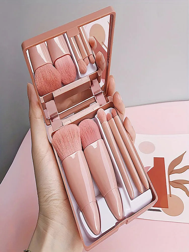 Travel Makeup Brush Set with Mirror